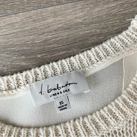 Aritzia Babaton Sweater Knit Silk Split Open Back Cream Long sleeve Size XS - Picture 6 of 12